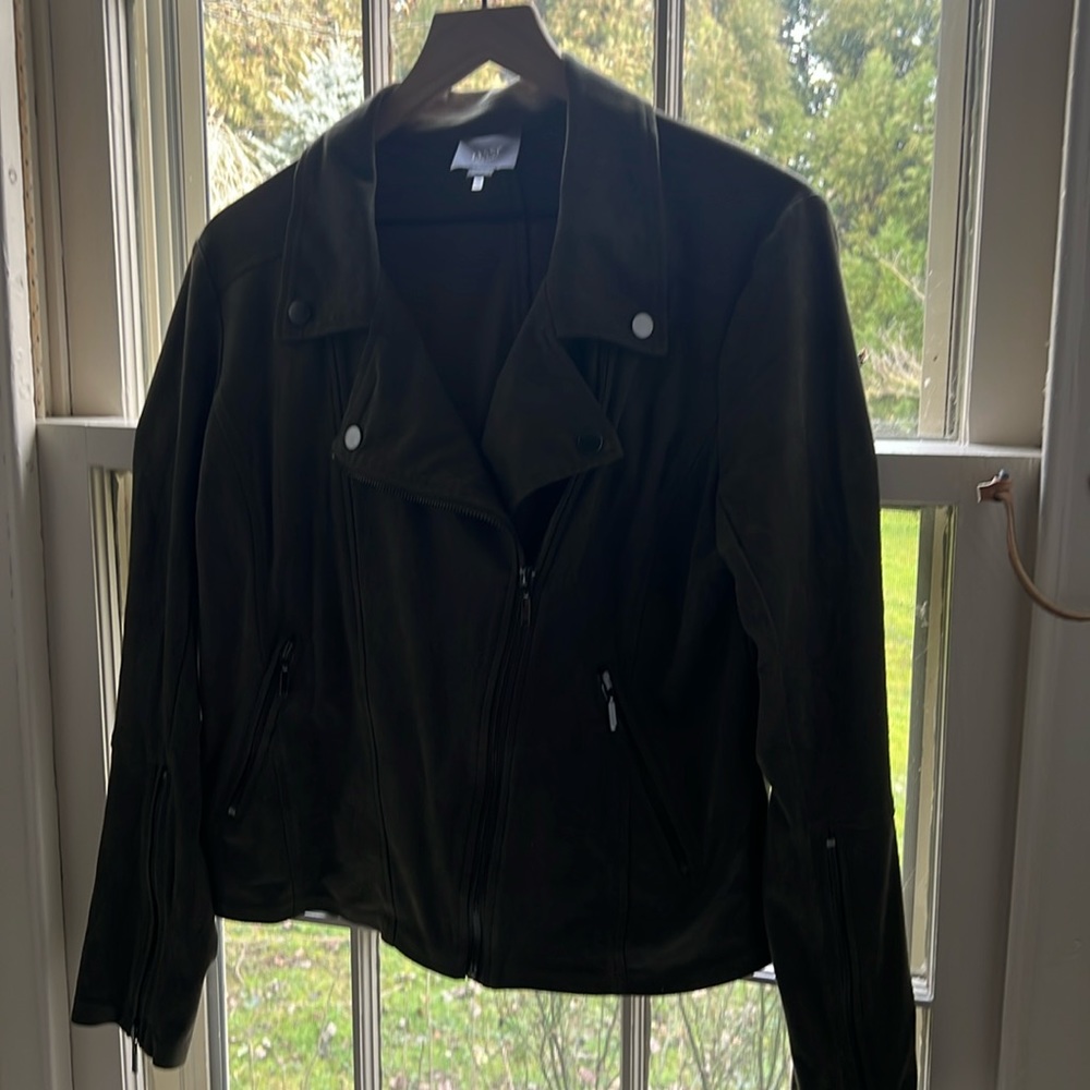 Lysse suede like light weight jacket size L olive green/army color